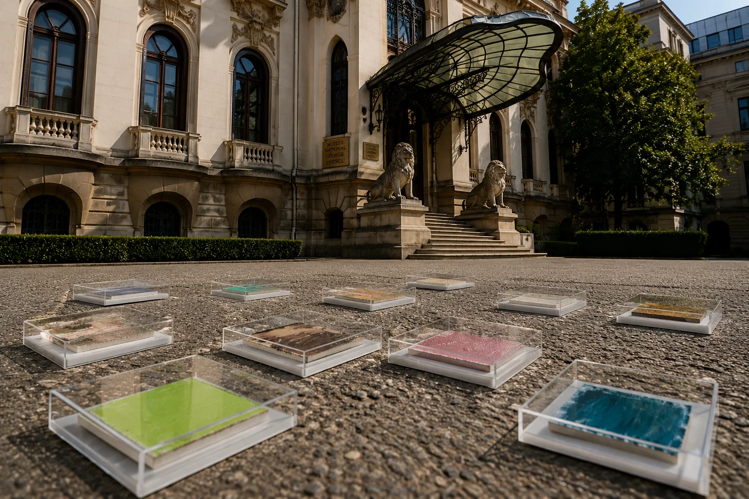 Adrian Dică, SEEDS painting installation in the courtyard of Cantacuzino Palace, George Enescu National Museum, Bucharest, 2026