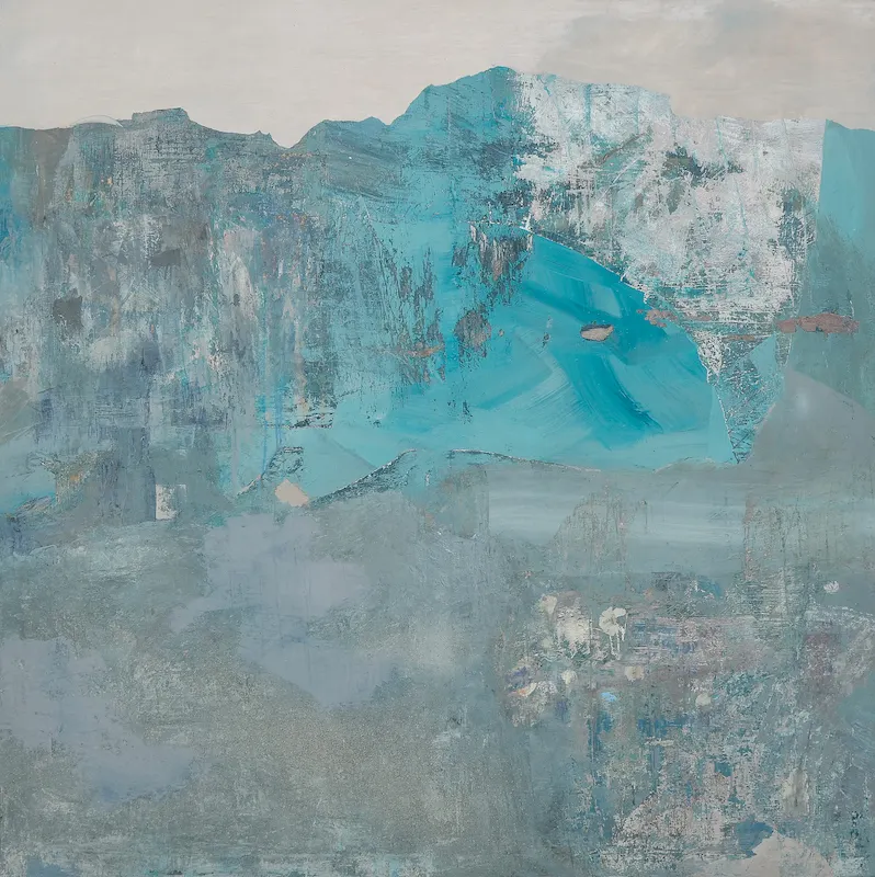 Blue Deviation Issue, the mixed-media landscape painting by Adrian Dică selected for the London Art Biennale 2023