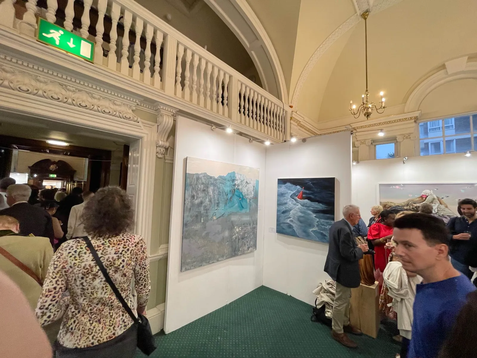 The opening night of the London Art Biennale 2023 inside the historic hall of Chelsea Old Town Hall